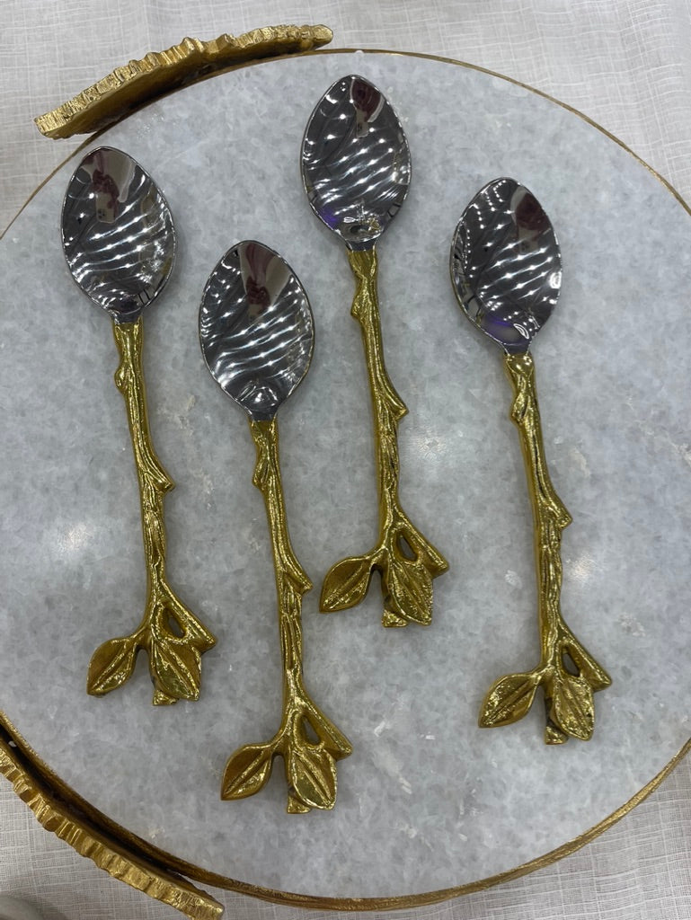 Gold/Nickel Cutlery Leaf Handle spoon