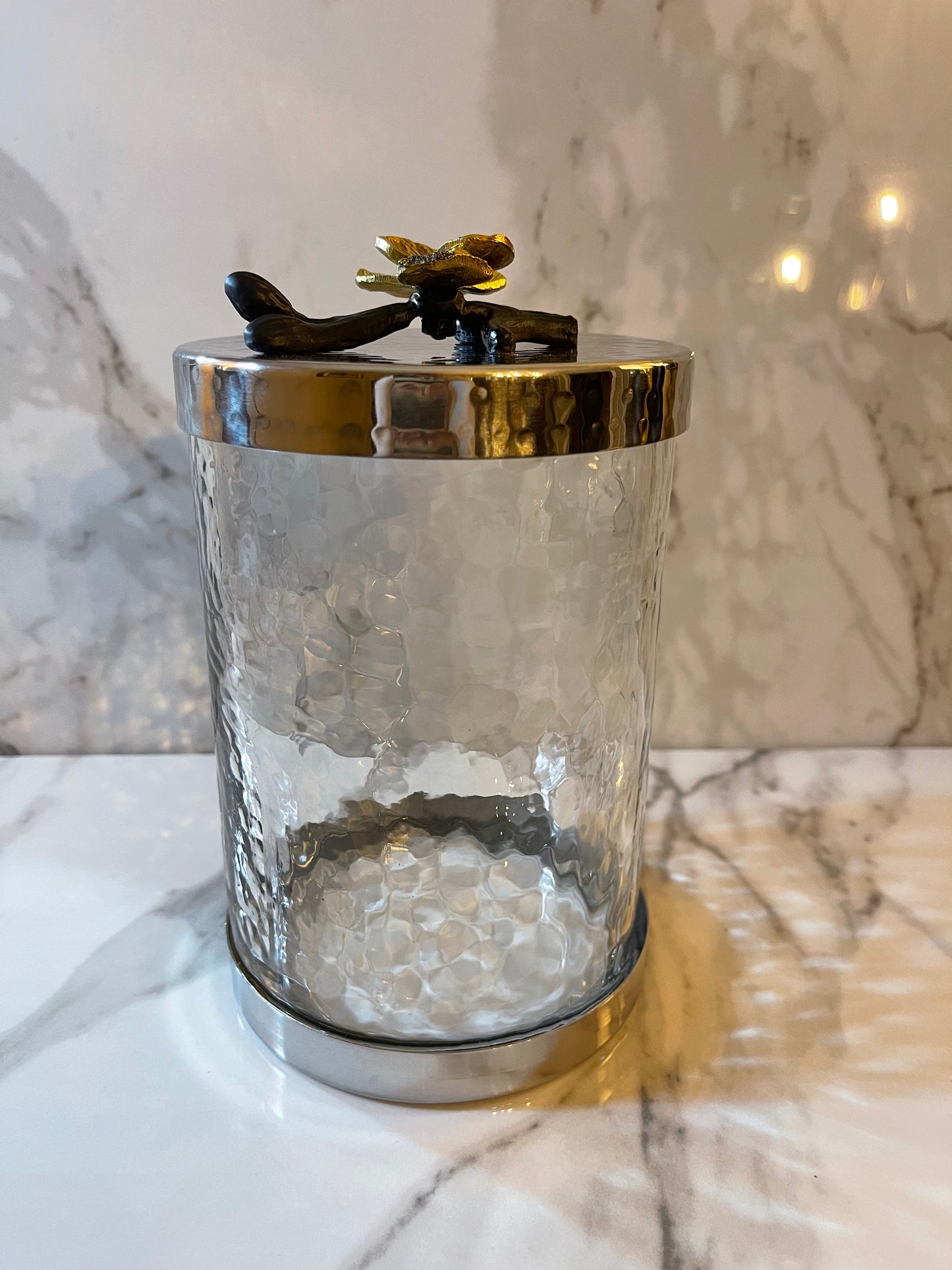 Silver/Gold Orchid Canister