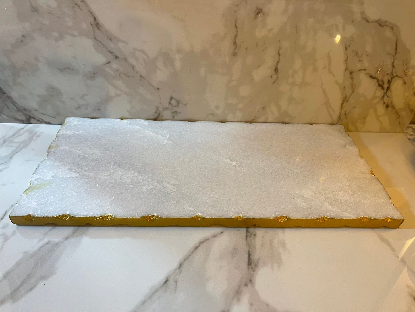 Marble luxury hammered Gold/Silver Tray